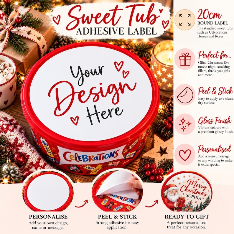 Round Up Label Example Staff Christmas Thank You Gift, Personalised Christmas Chocolate Tub ...