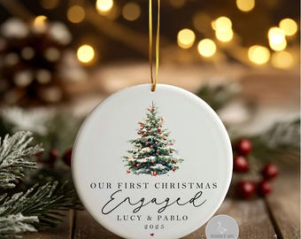 Personalised first christmas engaged bauble, 1st xmas engaged, engaged christmas ornament, 1st christmas engaged decoration, engagement gift
