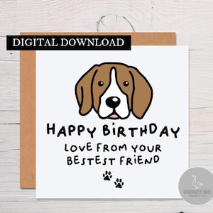 Beagle Geburtstagskarte, Geburtstagskarte vom Hund, Beagle Papa Karte, Beagle Mama Geburtstagskarte, Karte vom Hund, Karte vom Hund vom besten Freund