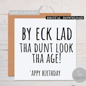 Yorkshire birthday card Eee by gum yorkshire slang birthday card, from yorkshire card, funny yorkshire card, yorkshire lad card,