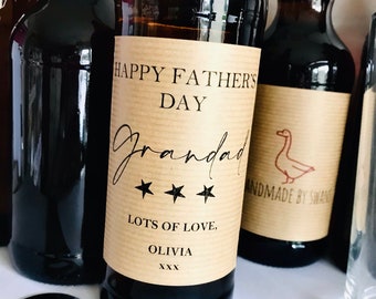 Etiqueta de botella de cerveza del día del padre feliz, regalo del día del padre para abuelo, abuelo, abuelo, regalo personalizado del día del padre, etiqueta de botella de cerveza