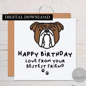 Englische Bulldogge Geburtstagskarte, Geburtstagskarte vom Hund, Bulldogge Papa Karte, Geburtstagskarte für Hundemama, Karte vom Hund, Karte vom besten Freund
