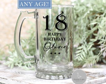 Personalised birthday beer glass, Personalised Birthday gift, milestone birthday gift, Special age birthday gift