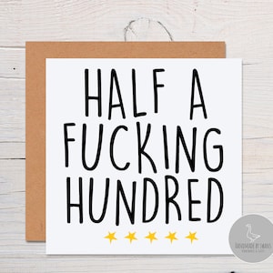 50th birthday card, Fiftieth birthday card, milestone birthday card, 50th birthday gift, gift for men, half a hundred, rude birthday card image 1