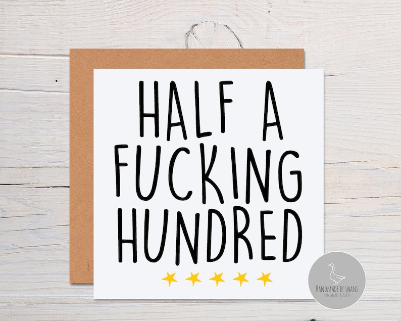 50th birthday card, Fiftieth birthday card, milestone birthday card, 50th birthday gift, gift for men, half a hundred, rude birthday card image 1