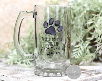 Personalised Dog dad beer glass, personalised Dog beer stein, Dog dad birthday gift, gift from the Dog, fathers day gift from the dog