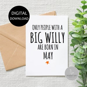 Carte d'anniversaire personnalisée, carte d'anniversaire drôle, carte d'anniversaire grossière, carte drôle, grand willy, petit ami, mari, carte d'amant, mois d'anniversaire