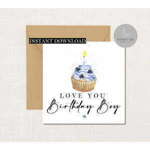 Love you Geburtstagskind, Geburtstagskarte Freund, Karte für Mann, Karte für Bruder, Karten für Männer, Geburtstagskuchen Karte, Cupcake Karte
