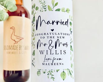 Personalised wedding day wine label, wine label wedding gift, Congratulations on your wedding day wine label, Wedding day gift, mr and mrs