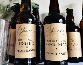 Thank you for being my Best man, Usher, Groomsman beer bottle label, best man beer bottle label, usher beer bottle gift, wedding label