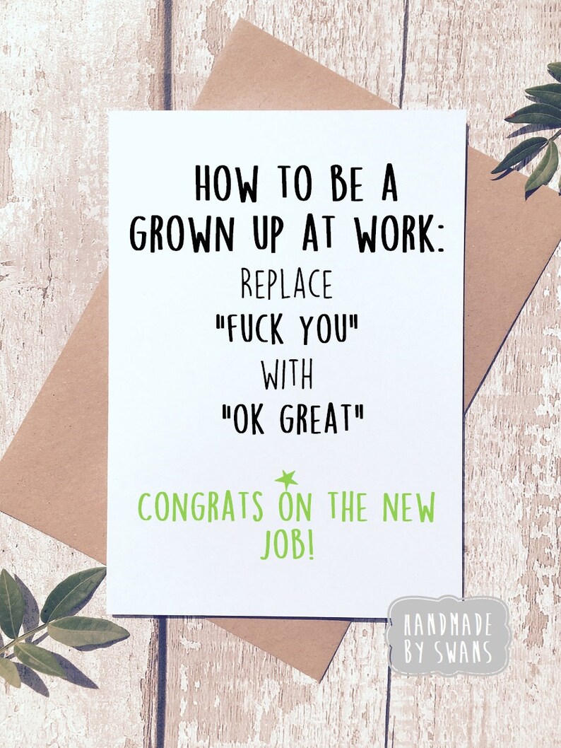 New Job Card Leaving Card Funny Greeting Card Colleague Etsy UK