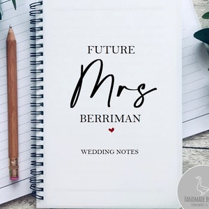 Bride to be Notebook, wedding notebook, gift for bride, engagement gift, wedding planner, hen party notebook, soon to be mrs notebook