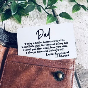 Personalised father of the bride metal wallet card for dad, thank you wedding gift, wedding gift for father of the bride,walk down the aisle