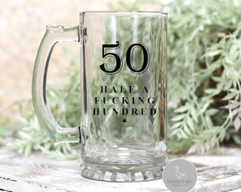 Funny beer glass, Funny 50th birthday beer glass, Personalised Fiftieth Birthday gift, Rude 50th birthday gift, milestone birthday gift