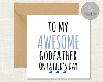 Father's day card for Godfather, Godfather card, awesome godfather on Father's day, First fathers day as godfather card, card from godchild