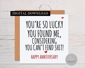 Tarjeta de aniversario de boda divertida para marido, tarjeta de aniversario divertida para novio, regalo de aniversario para él, tarjeta de primer aniversario, marido