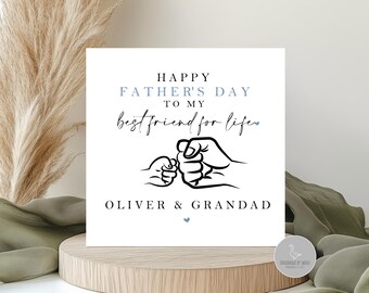 Personalised Father's day card, First father's day card, Best friends for life father's day card, Fist bump card for Grandad