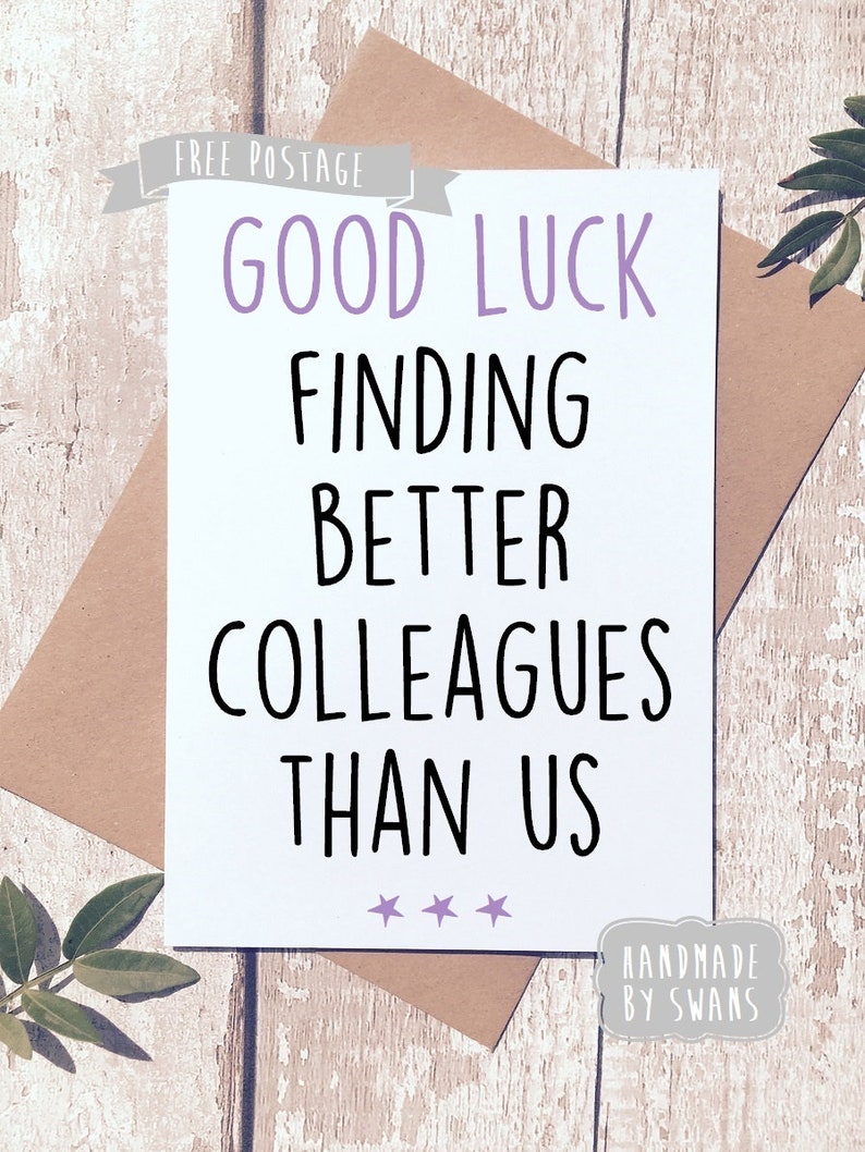 funny new job card, office coworker leaving, good luck, congrats new job  colleague leaving goodbye leaving job funny card joke, banter,