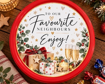 Christmas gift for Neighbour Gift, Sweet Tub Label, Favourite Neighbours Christmas Gift, Thank You Neighbour Present
