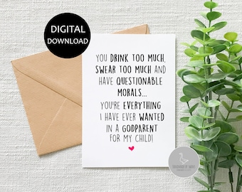 Funny godmother card, godparent card friend, Will you be my , godfather card funny, new baby card , cards for women, card for godparents