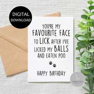 Funny Happy Birthday card from the dog , birthday card, card for dog dad, rude card , dog dad card, card for him, pet card, dog lover card