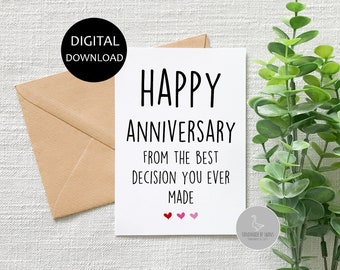 Happy anniversary card, funny anniversary card, card for boyfriend, wife anniversary, husband anniversary card, 1st wedding anniversary