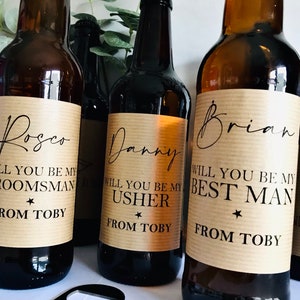 Will you be my Best man, Usher, Groomsman personalised beer bottle label, best man beer bottle label, usher beer bottle gift, Wedding