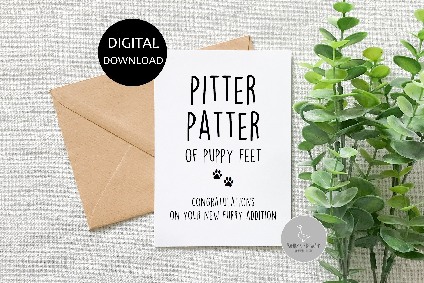 New puppy card, new fur baby card, adopted dog card, rescue dog card, card for dog mum, new dog dad card, pitter patter doggy feet, new dog