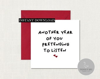 Funny anniversary card for husband,  anniversary card for him, funny card for husband, anniversary card for wife, gift for wife,