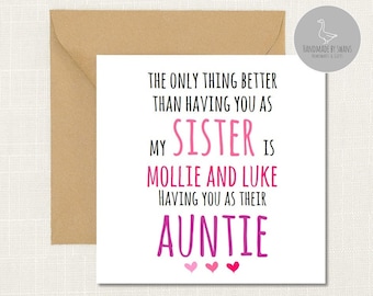 The only thing better than having you as my sister, Birthday card for sister, Birthday card for Auntie, Mothers day card for my auntie,