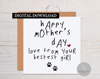 Mors dag-kort från hunden, hundmamma-kort, flickväns hund mors dag-kort, kort från hunden, hundälskare, hundkort till fru, mammas dag