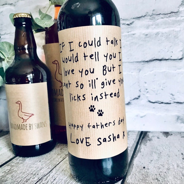 Funny Father's day gift for dog Dad, pawfect dog Dad gift,  fathers day gift from the dog, wine lover gift for dad, beer label for dog dad