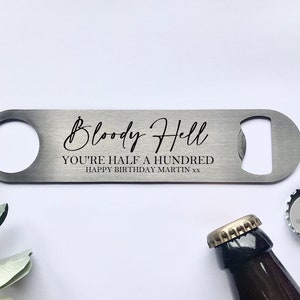 Cadeau 50e anniversaire, ouvre-bouteille en métal, cadeau marquant, 50e anniversaire drôle, cadeau 50e anniversaire, cadeau pour homme, demi-cent, amateur de bière