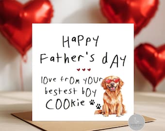 Personalised father's day card from the dog, dog dad father's day card, dog dad gift,