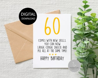 Funny 60th Birthday card, sixty card, funny birthday card, card for him, card for her, sixtieth birthday card, birthday card for friend