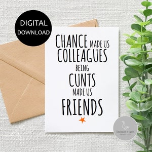 Carte collègue, carte d'anniversaire ami de travail, ami de travail, le hasard a fait de nous des collègues, carte pour un ami, carte de collègue, carte pour collègue,