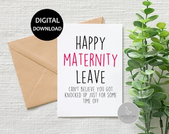 Funny maternity card, card for her, congratulations, new baby card, funny greeting card, new mum card, leaving job card, maternity card