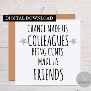 Colleague card, work friend birthday card, work friend, chance made us colleagues, card for friend, coworker card, card for colleague,