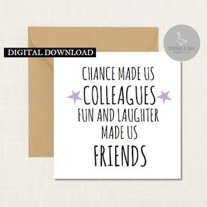 Carte collègue, carte d'anniversaire ami de travail, ami de travail, le hasard a fait de nous des collègues, carte pour un ami, carte de collègue, carte pour collègue,