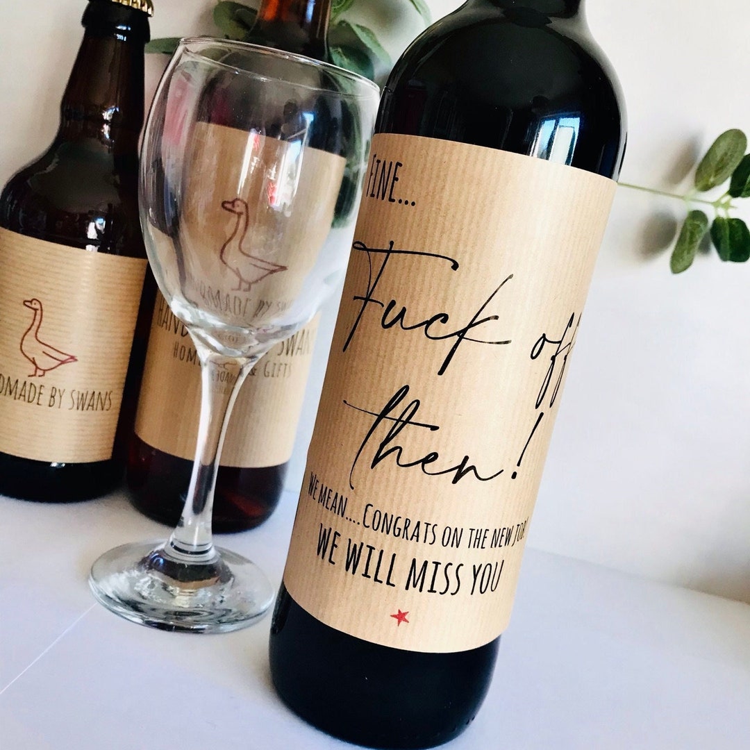 Rude New Job Wine Label,colleague Leaving Wine Sticker, Colleague Wine