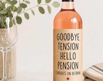 Wine label, retirement gift, funny gift, for her, for him, wine bottle, wine labels, funny gift, wine bottle, wine gift, wine lover, leaving