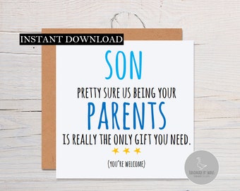 Funny son birthday card, Funny card for son, funny son birthday card, birthday cards for him, son birthday gift, cards for men, card for him