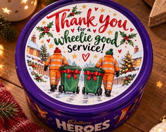 Christmas Thank You gift for Bin men, Christmas gift for Refuse collectors, Sweet Tub Label,  Christmas Gift Label, chocolate tub label,