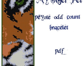 Peyote Pattern for bracelet: My Tiger Pet - INSTANT DOWNLOAD pdf