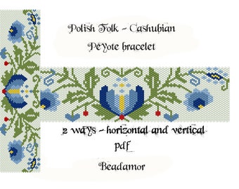 Peyote Pattern for bracelet: Polish folk 2 ways horizontal and vertical - INSTANT DOWNLOAD pdf