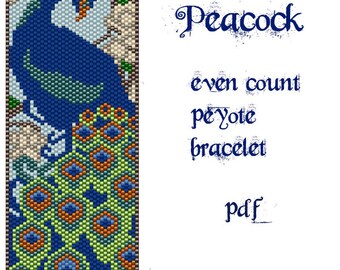 Peyote Pattern for bracelet: Peacock- INSTANT DOWNLOAD pdf
