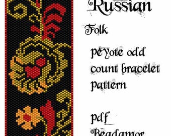 Peyote Pattern for bracelet: Russian Folk - INSTANT DOWNLOAD pdf