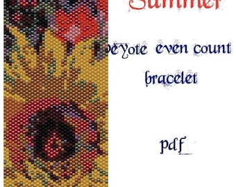 Peyote Pattern for bracelet: Summer- INSTANT DOWNLOAD pdf