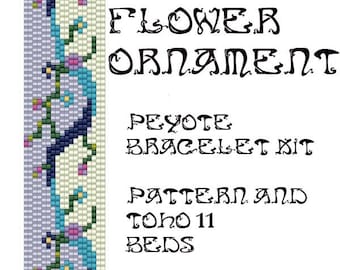 Peyote Pattern for bracelet Flower Ornament INSTANT DOWNLOAD pdf