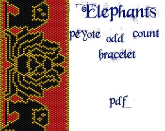 Peyote Pattern for bracelet Lotus Elephants- INSTANT DOWNLOAD pdf